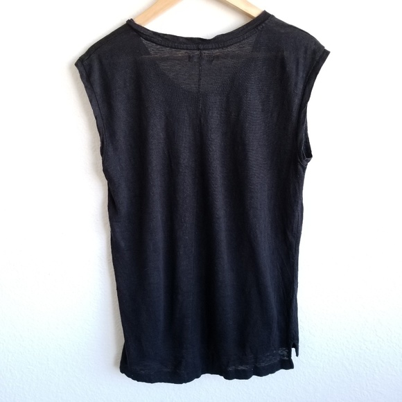 Madewell 100% Linen Muscle Tee Tank Top Crew Neck - Picture 4 of 8